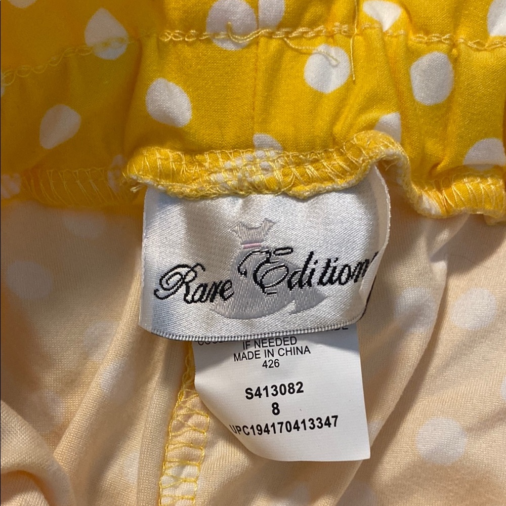 Rare Editions Sunny Yellow 2 piece top with shorts with White Dots …never worn